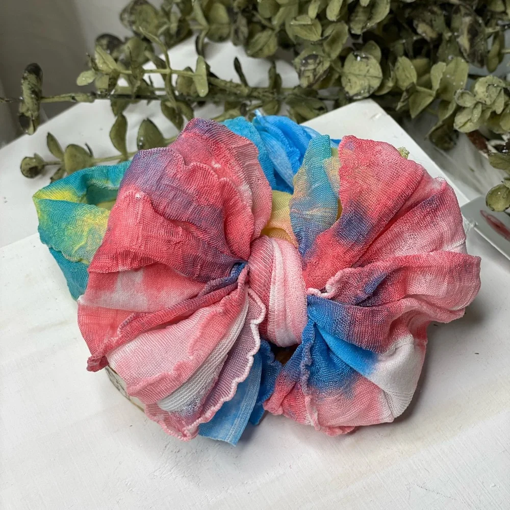 Tie Dye Ruffled Headband newborn up to 4/5 years